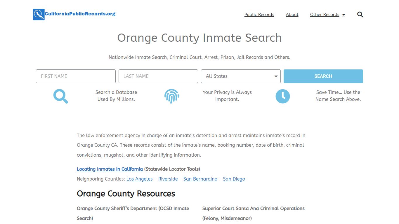 Orange County Inmate Search - Current & Past OCSD CA Jail Records